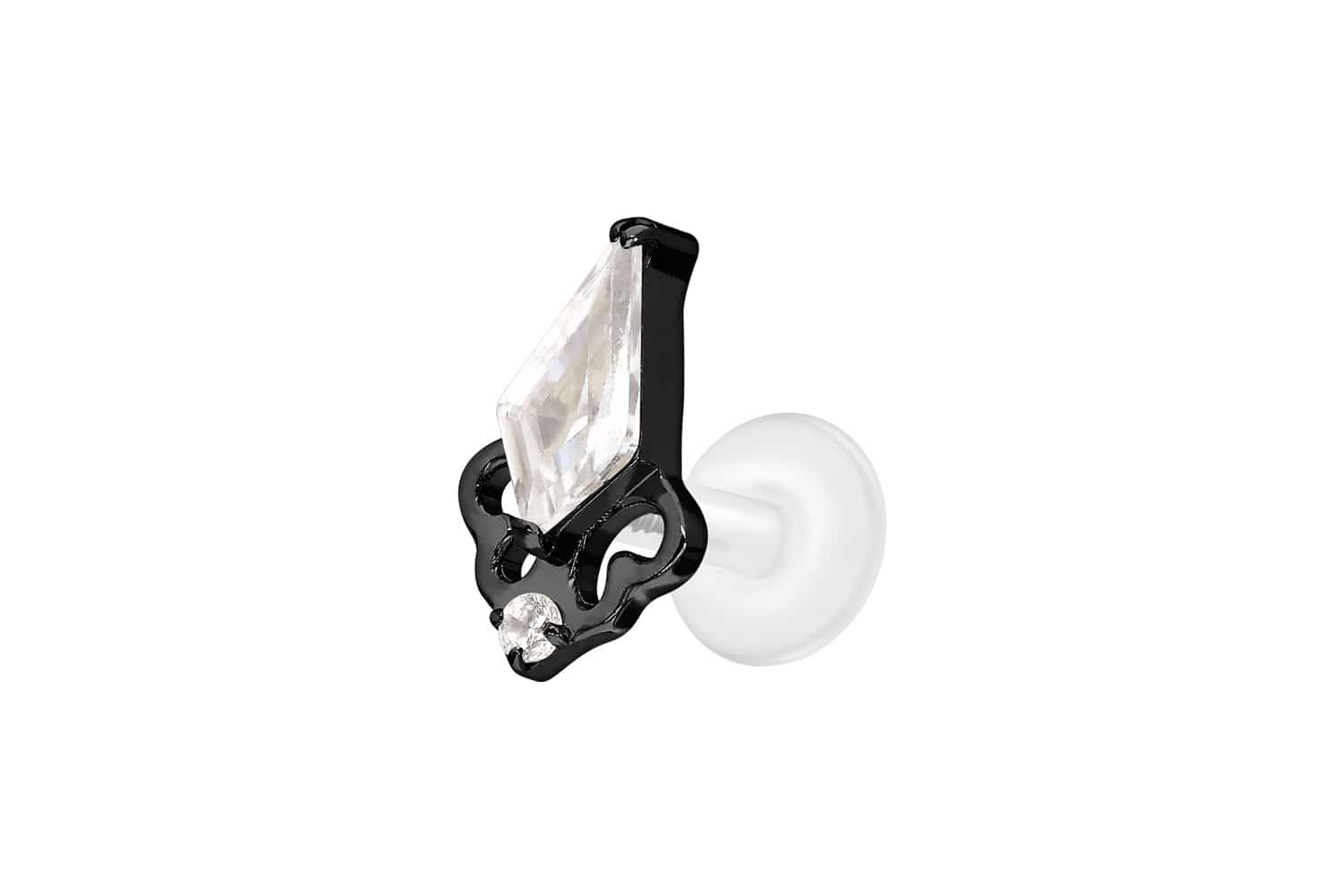 PTFE Labret Piercing mit Innengewinde + Titan-Aufsatz KRISTALLSCHILD